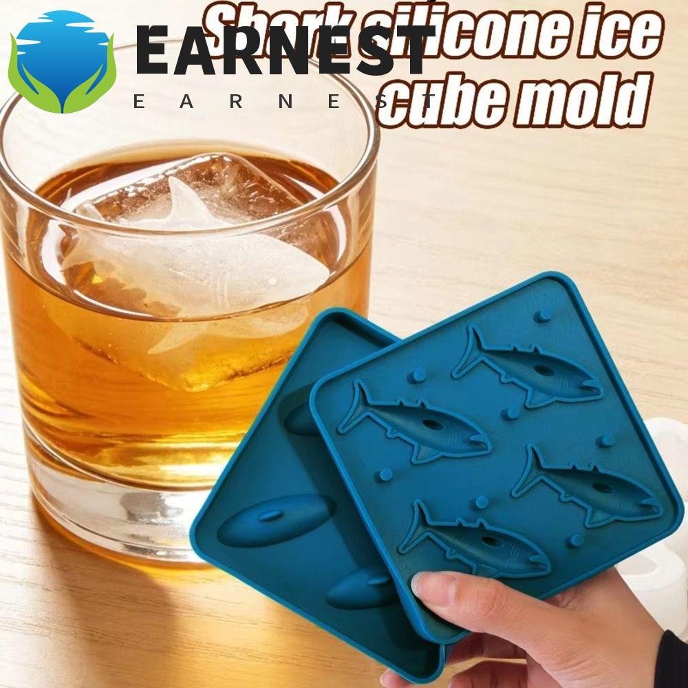 EARNEST 2 Peças De Molde De Gelo Em Forma De Tubarão , Bandeja De Cubos 3D De Qualidade Alimentar , Silicone
