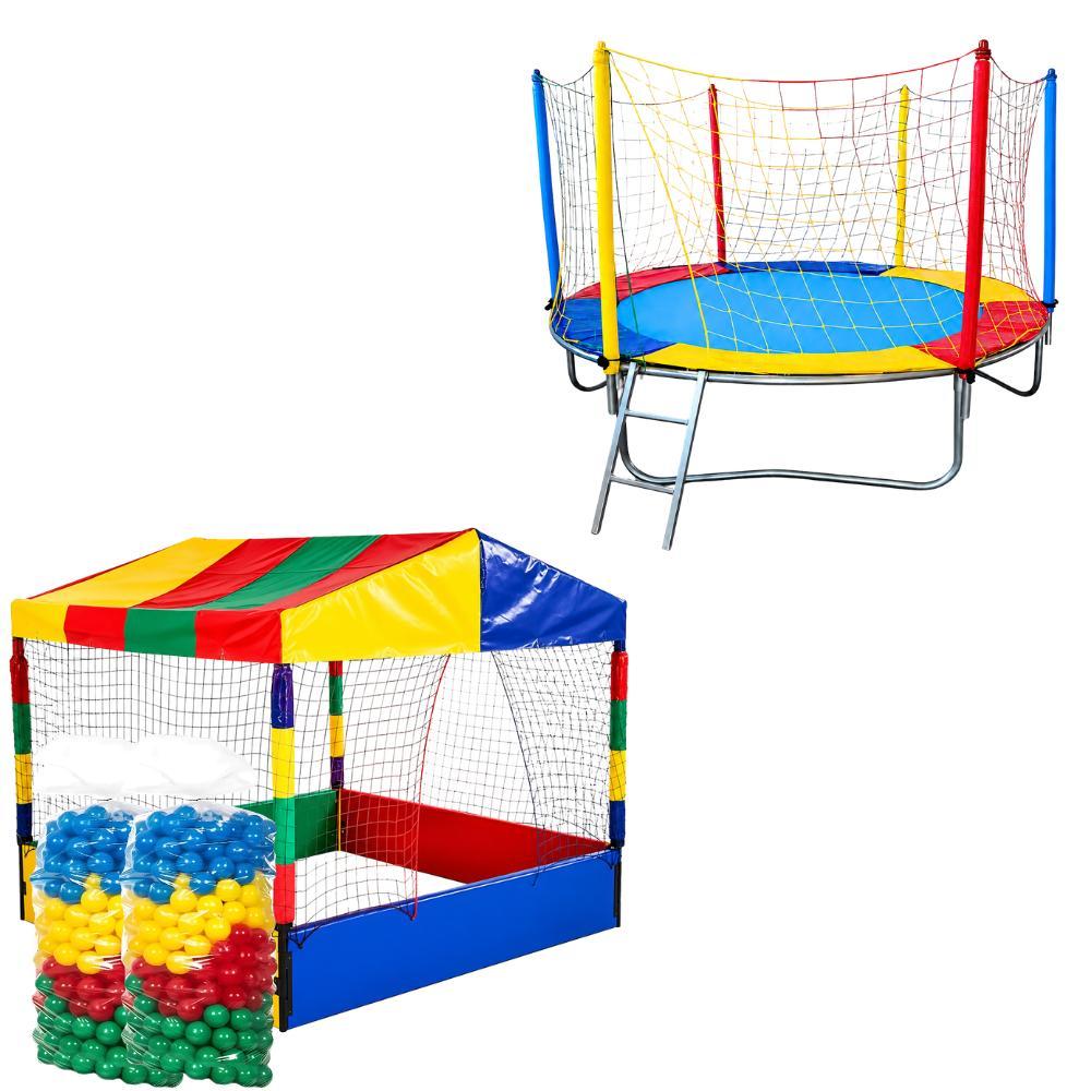 Kit Locação Cama Elástica Nacional 2,30m + Piscina De Bolinhas 1,50m + 1000 Bolinhas