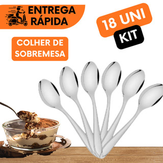 COLHER DE SOBREMESA DE AÇO COM 17CM COLHERES INOX NÃO ENTORTA IDEAL PARA BOLO MOUSSE TORTASOBREMESAS