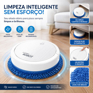Robô Passa Pano Mop Inteligente Limpa Chão Bivolt Recarrega