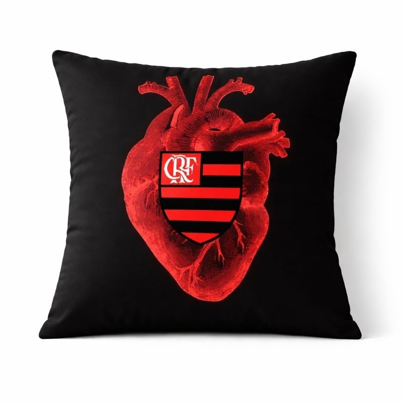 Almofada do Flamengo Cheia de 30x30 Enchimento em Micro Fibra 100% Siliconada - Antialérgica (Bem Fofinha)