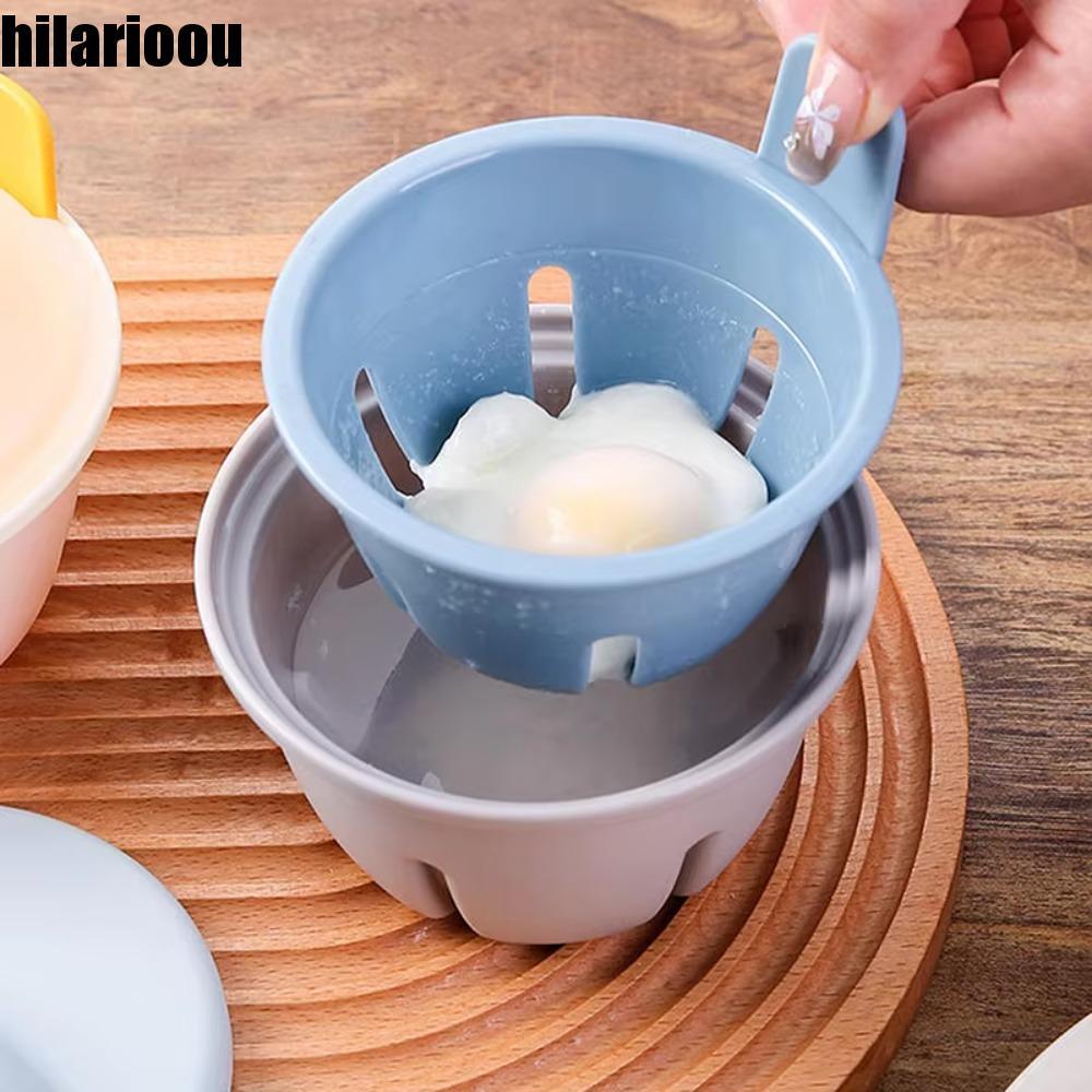HILARIOOU Fogão De Ovos De Micro-Ondas Para Cozinha De 2 Peças , 1/2 Cavidade Com Cesta De Filtro Caçador , Vaporizador