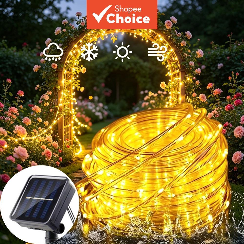 Guirlanda De Luzes Solares Externas – Corda De LED Lâmpada De Tubo À Prova D'água Para Decoração De Natal De Jardim