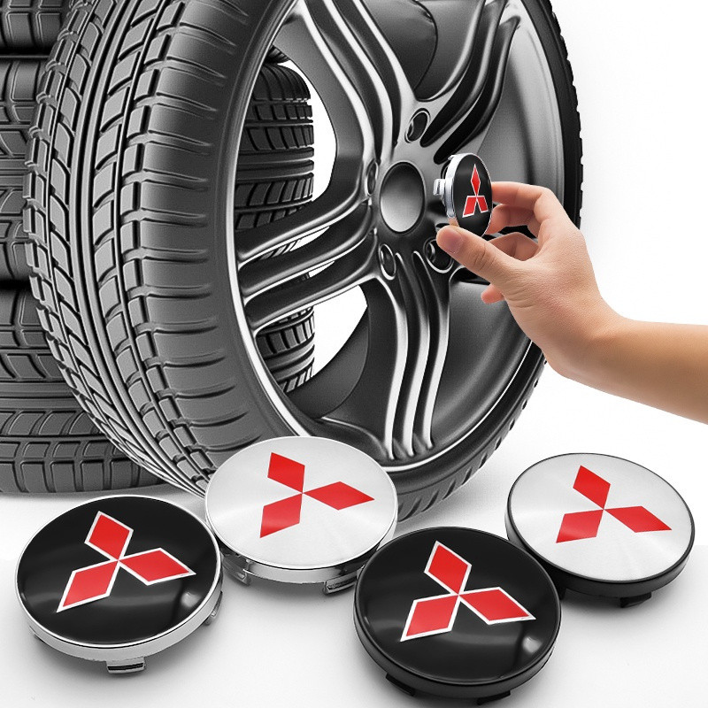 4 capas de emblema para calota de roda de 60mm, adequadas para Mitsubishi Pajero, ASX, Outlander, Eclipse-Cross, Lancer,