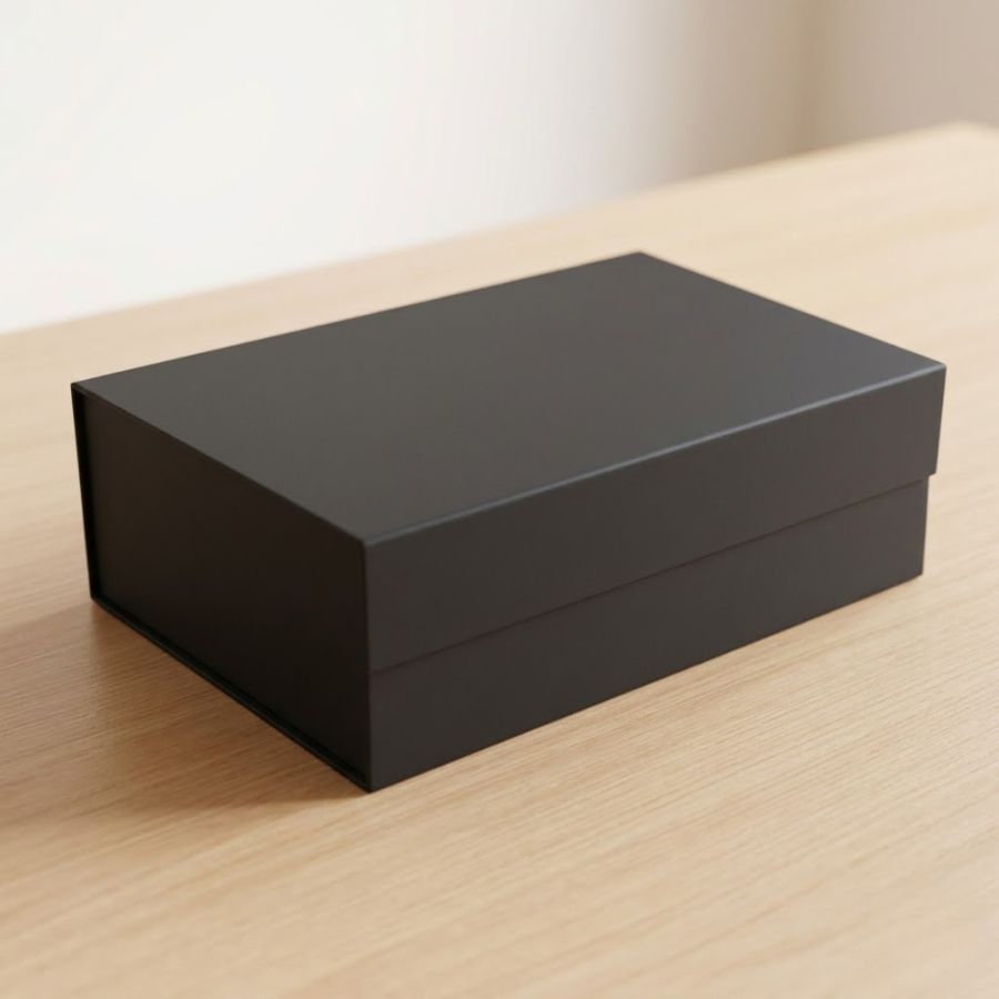 Caixa de Papel Rígido Retangular com Imã - Preto - G 33,5x24,5x10cm - 1 unidade - Cromus - Rizzo