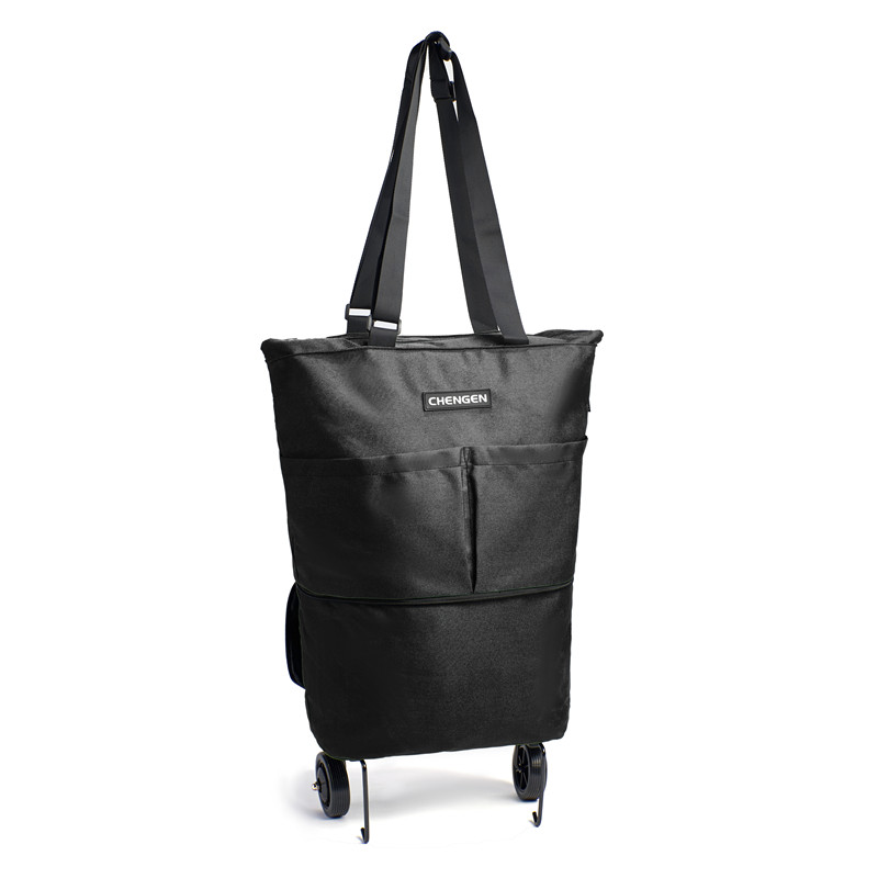 Sacola de compras de grande capacidade, dobrável, portátil, sacola de compras com roda, bolsa de viagem, rebocador, carr