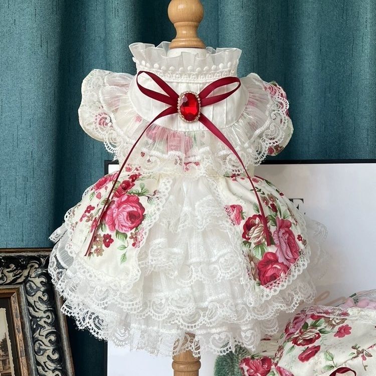 Pawsfun Pet Primavera Verão Rosa Vestido de Renda Gato Cachorro Feriado Casamento Moda Vestido Vestido