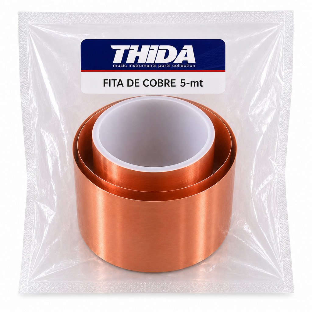 Luthier Fita De Cobre 50mm 5 Metros Gaiola de Faraday Para Blindagem Guitarra e Contra Baixo