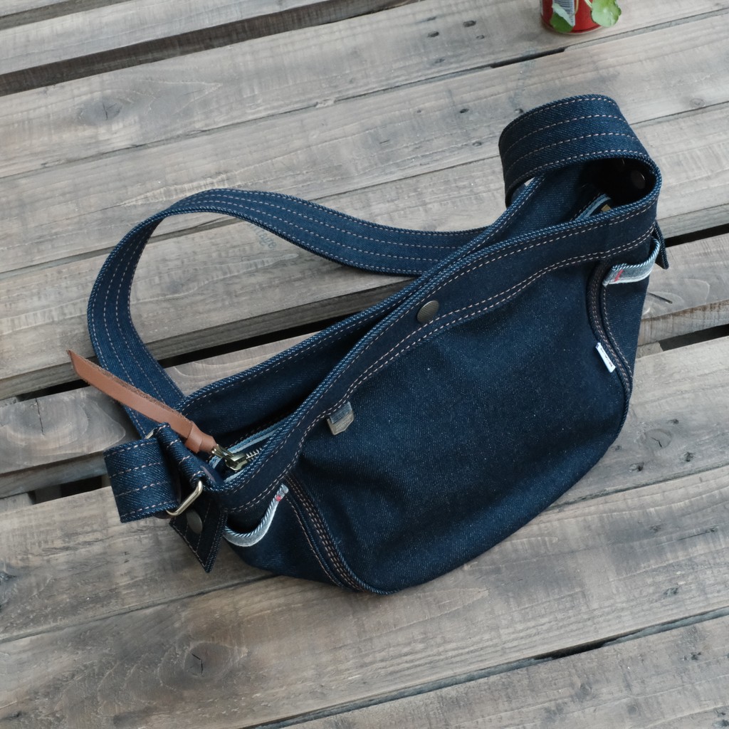 Bolsa de jornal melhorada americana retrô pesada jeans cor primária Cross-body mini bolsa de um ombro menina Commuter
