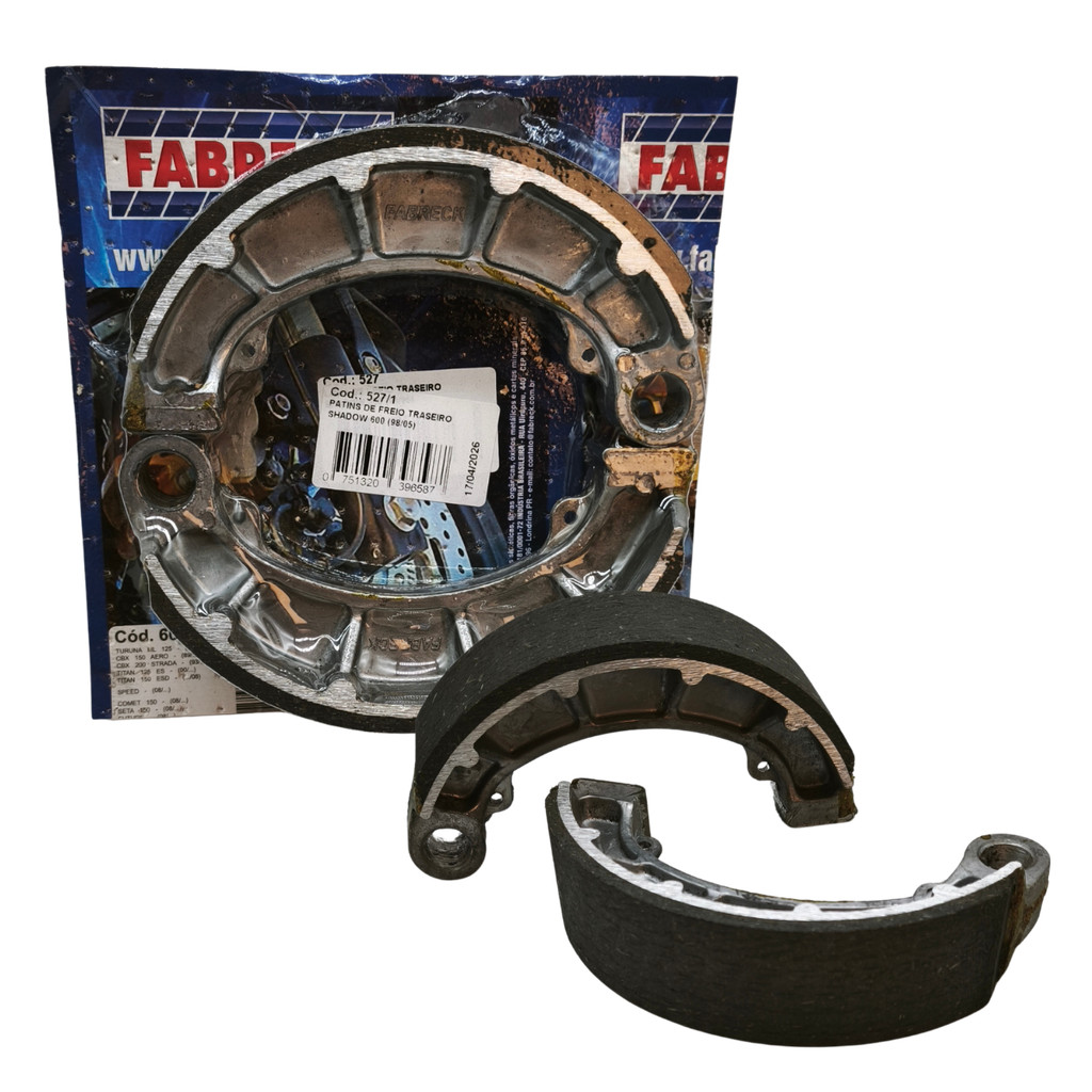 Patim Lona de Freio Traseiro Fabreck moto Honda Shadow 600 (VT 600) 1998 a 2005