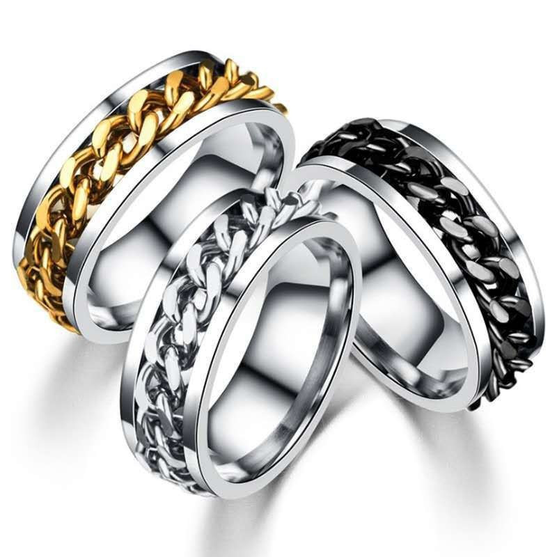 Estilo coreano na moda única corrente Design giratório sentir anel de casal de aço titânio acessórios de moda exclusivo
