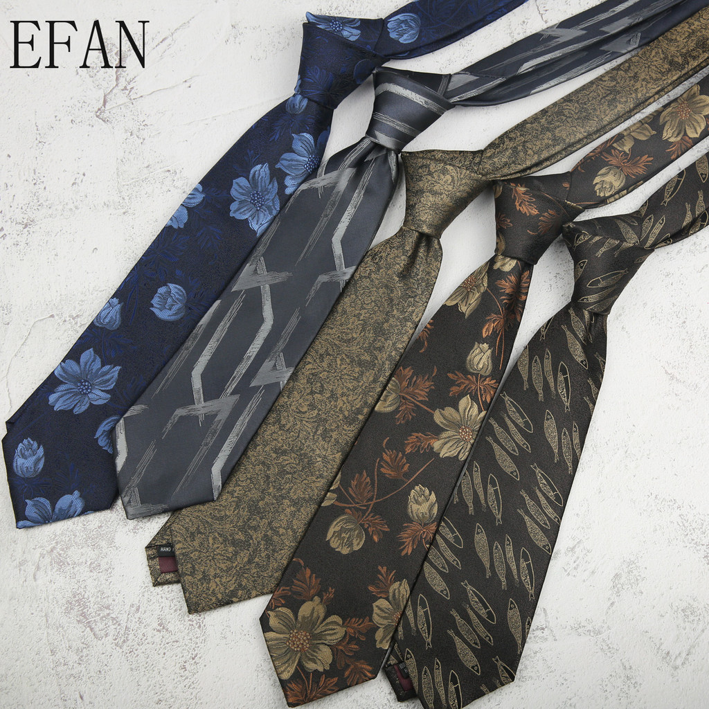 Novo 8CM Moda Masculina Marrom Café Cinza Azul Poliéster Terno De Negócios Irregular Listrado Flor Pétalas Florais Grava