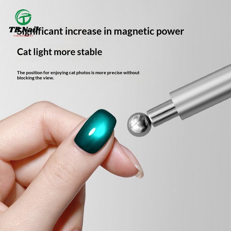 TB-Prego Ímã De Olho De Gato ic Sti De Cabeça Dupla Com 2 Bolas De Aço , Arte De Unha Cilíndrica Para Esmalte Em Gel UV