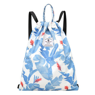 Mochila com cordão masculina, bolsa de viagem ao ar livre, impressão simples, à prova d'água, leve, esportiva, academia,