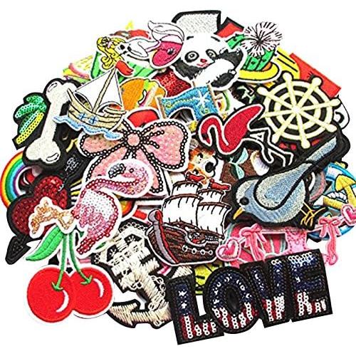 20 peças aleatórias de patches bordados em estilos variados para costurar/colar com ferro, apliques para roupas, vestido