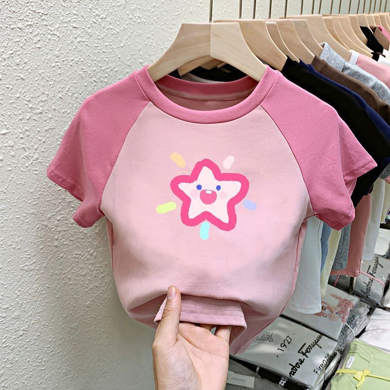 Crianças crianças roupas meninas puro algodão de manga curta verão crianças bebê crianças camiseta meninas moda 2024 nov