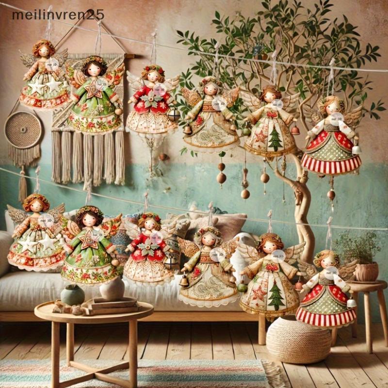 MEL 6 Peças Pingente De Anjo De Natal Vintage Papel Decoração De Árvore Para Casa Enfeite De Suspensão De Parede BR