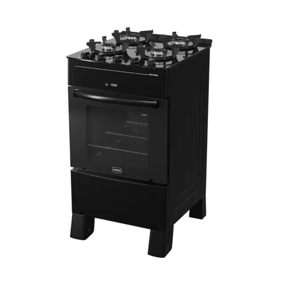 Fogão Realce Smart Glass 4 Bocas Automático Mesa de Vidro 50L