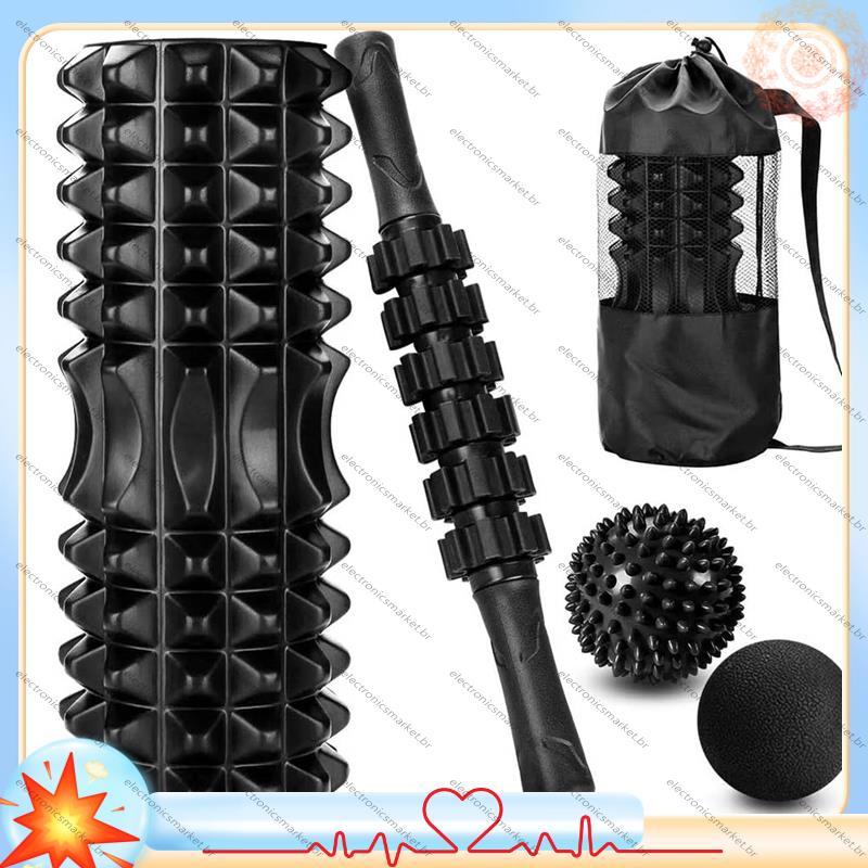 [Em Vendas E] Bola Para Massagem Muscular Profunda Fitness Stick Yoga Rolo De Espuma 5 1 Conjunto De Academia Pilates Ex