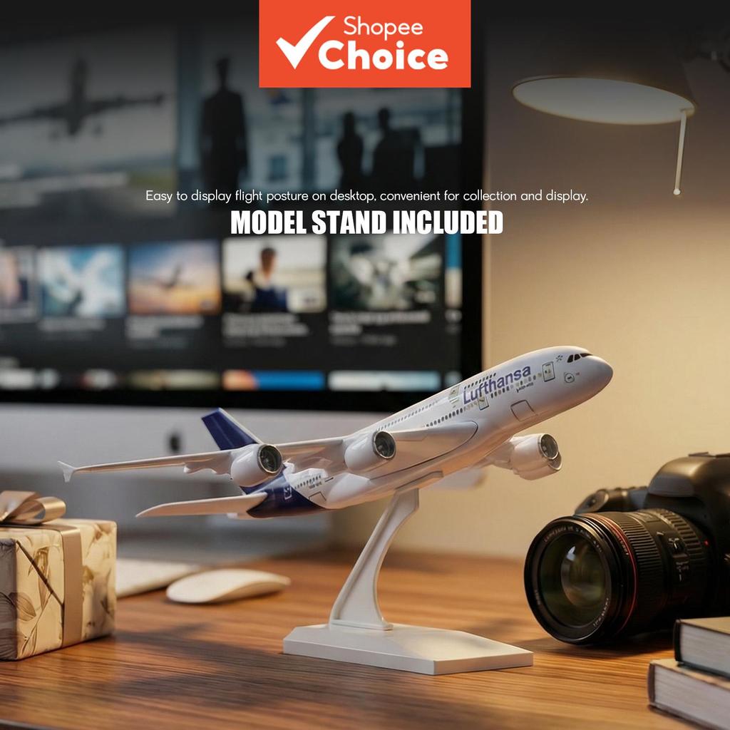 Modelo de avião de montagem 1/280 compatível com o Airbus A380 da Lufthansa, kit rápido de modelo de avião em plástico