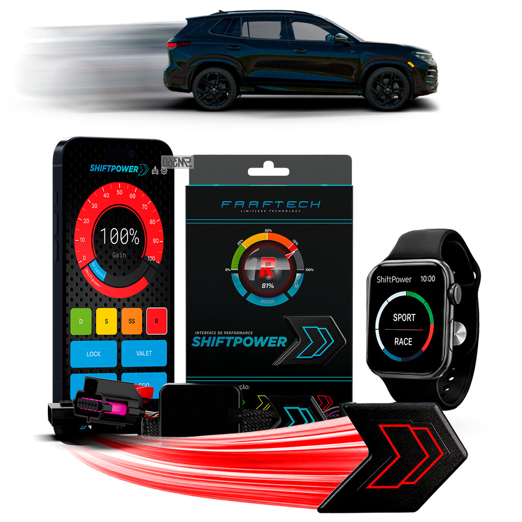 Shiftpower Chip Acelerador Tira Atraso Pedal Carplay e Android Auto Apple Watch 