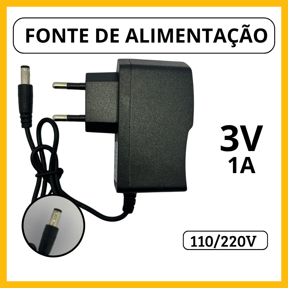Fonte Alimentação 3V 1A Plug P4 Estabilizadora Bivolt Automático