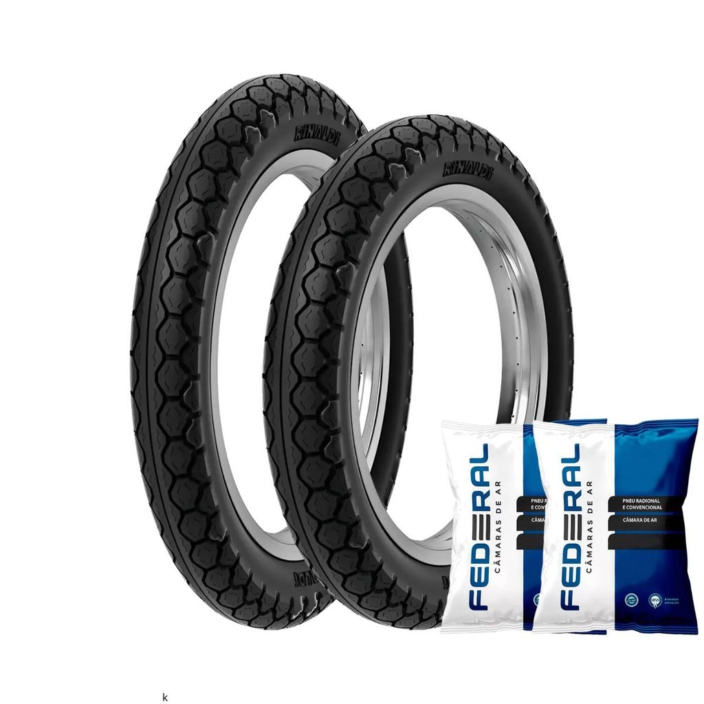 Par Pneus Moto Rinaldi 2.50-17 PD29 + 80/100-14 PD29 + Câmara de Ar Federal M0514 + M0417 Biz 110i