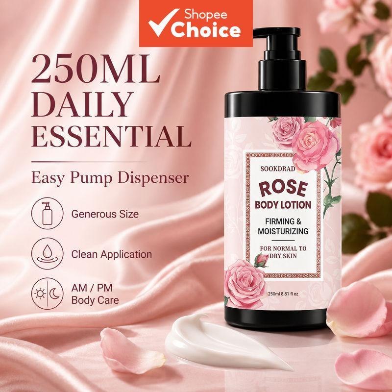 Loção Corporal Rose, Frasco com Bomba, Fácil Aplicação, Prática para Levar ao Escritório