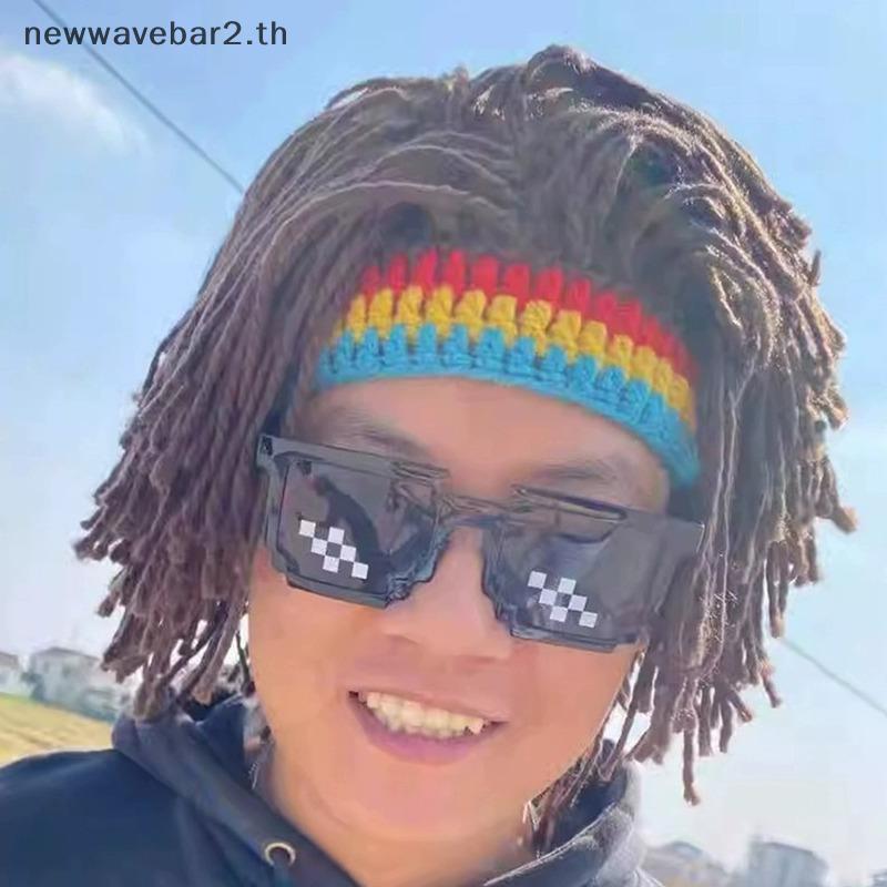 waveba Masculino Feminino Peruca Sintética Trança Falsa Dreadlos Gorro Artesanal Crochê Chapéu Cosplay Festa Headwear Qu
