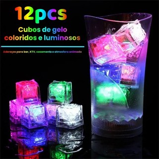 12 peças Cubos de gelo luminosos com led, brinquedo de água divertido para crianças, festa brilhante, festival, bar