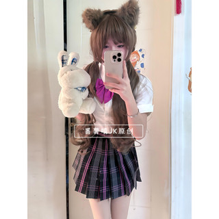 Delancy jk uniforme saia quente menina estilo Preppy preto verificado saia de cintura alta terno colete em camadas terno