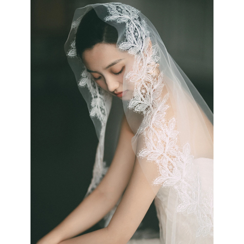Véu de noiva com lantejoulas de gaze coreana, véu de casamento, fotografia, maquiagem, estilo de viagem, adereços para f