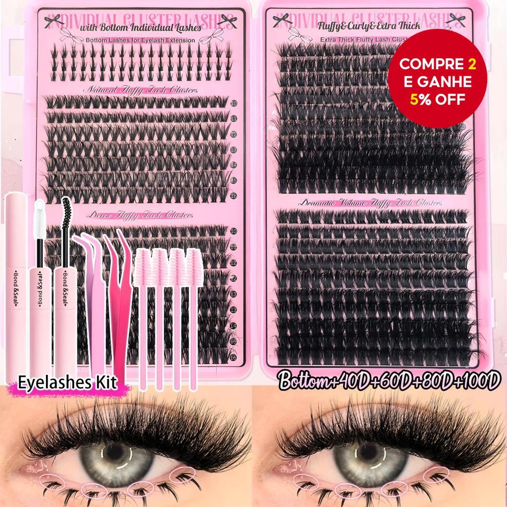 Kit de Extensão de Cílios, Textura Volumosa 5D, Design para Cílios Inferiores, Estilo Denso, Caixa Única, com