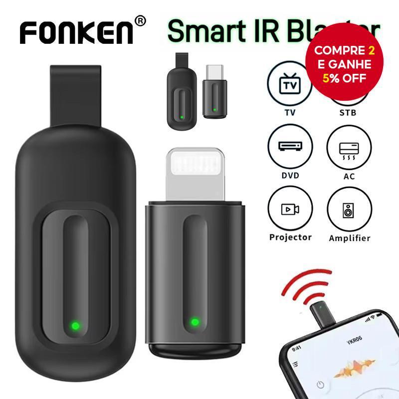 Fonkne Smart Controle Remoto IR Tipo-C/iOS Emissor Infravermelho com Mini Adaptador Controle por Aplicativo para