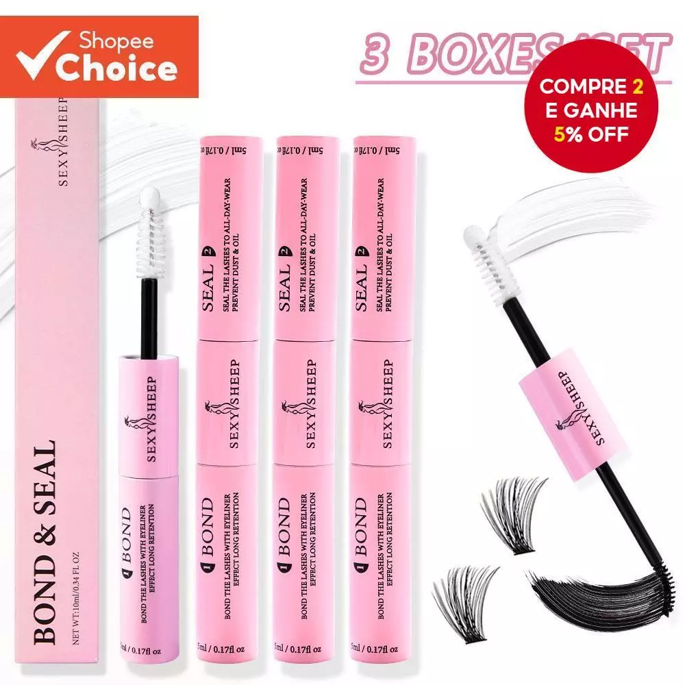 Conjunto Strong Hold Lash Duo , Adesivo Preto 5ml + Selante Transparente , Para Extensões De Cluster