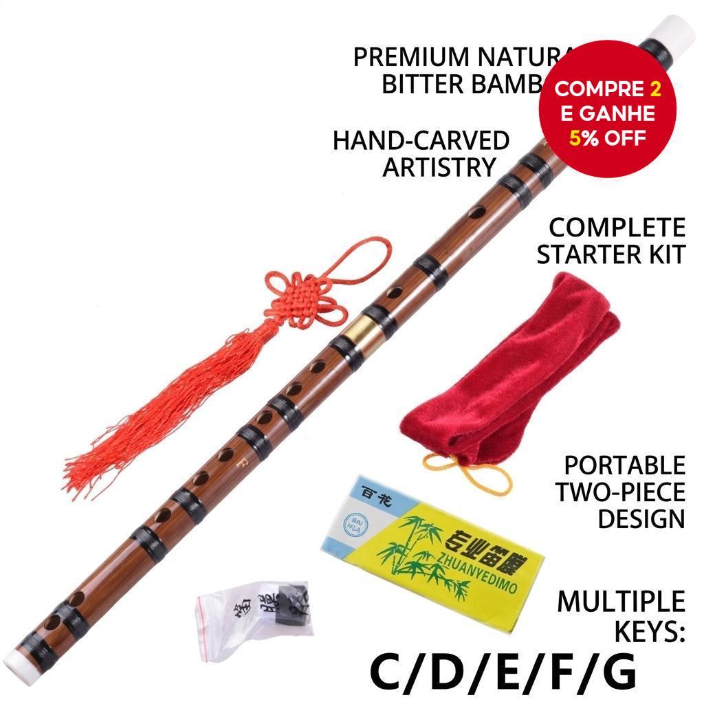 Flauta De Bambu De Alta Qualidade Profissional Instrumento Musical De Sopro Chinês Dizi Transversal Presente