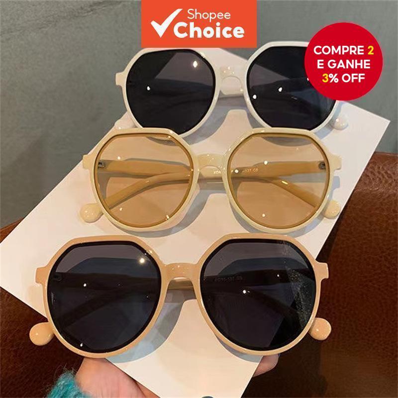 Óculos de sol marrom ins estilo feminino versão coreana na moda influenciador estilo Retro pequeno quadro branco óculos