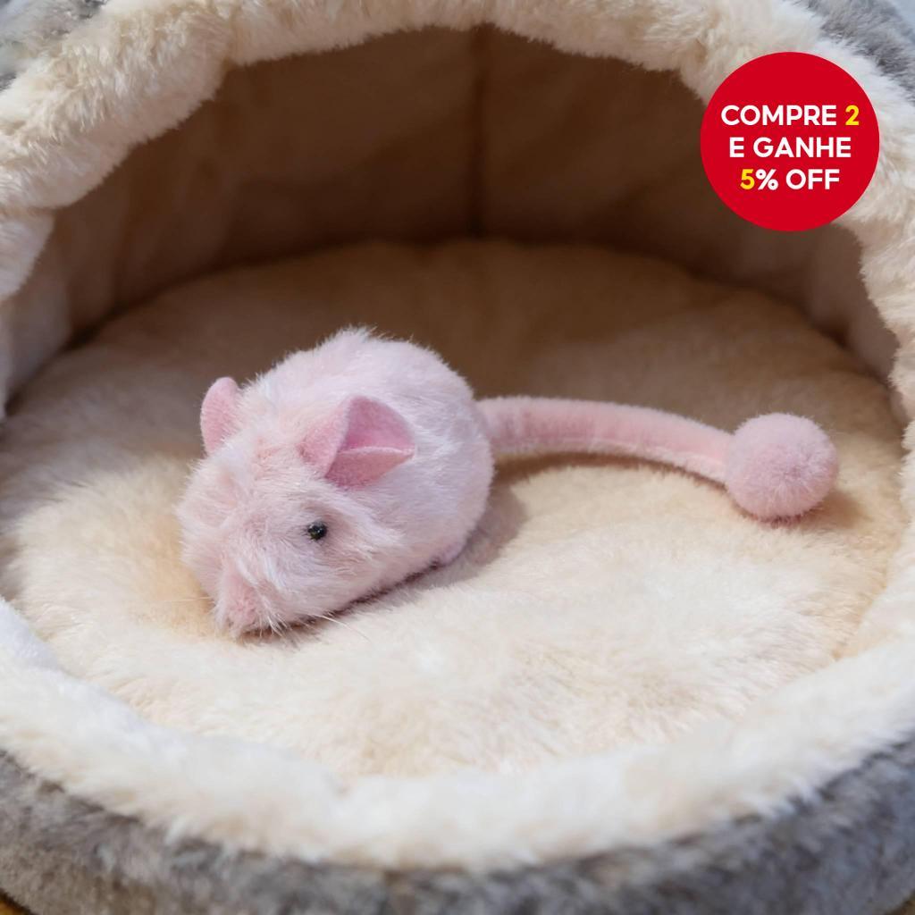 Rato de Pelúcia Interativo com Luz Noturna, Som e Entretenimento Automático para Gatos - Brinquedo para Animais de