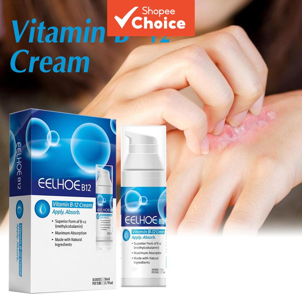 Creme de Vitamina B12 50ml para Psoríase e Dermatite – Alívio para Coceira, Vermelhidão e Caspa na Pele | Cuidado