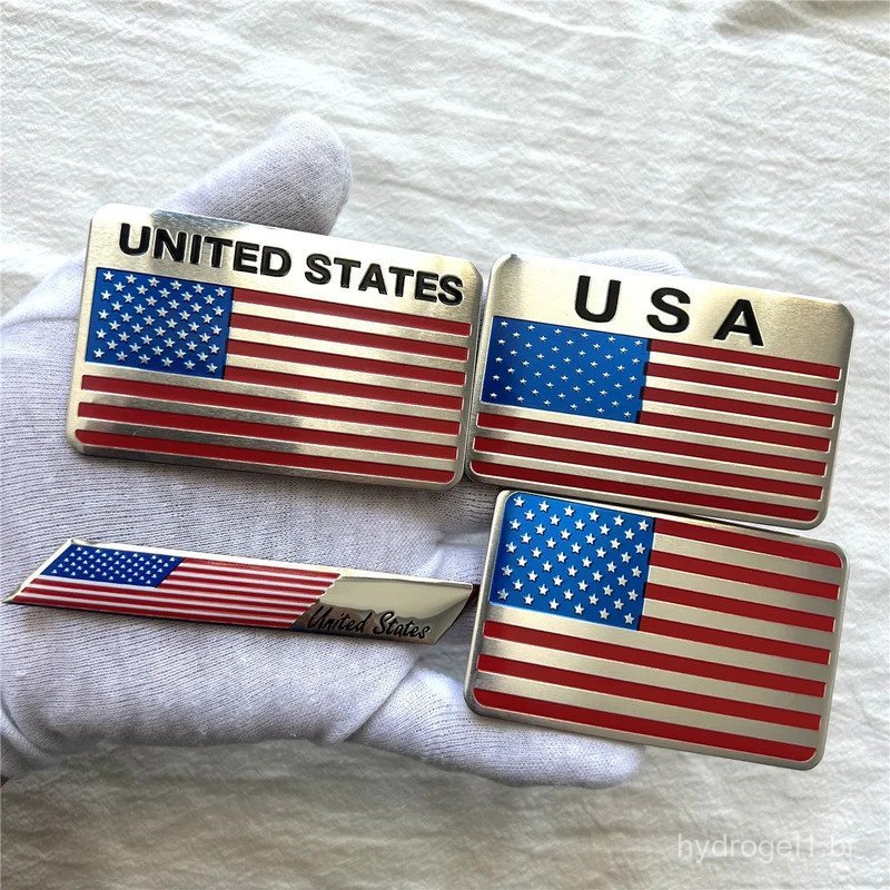 2 peças de adesivo decorativo metálico com a bandeira americana, adequado para carroceria, porta-malas e laterais do car
