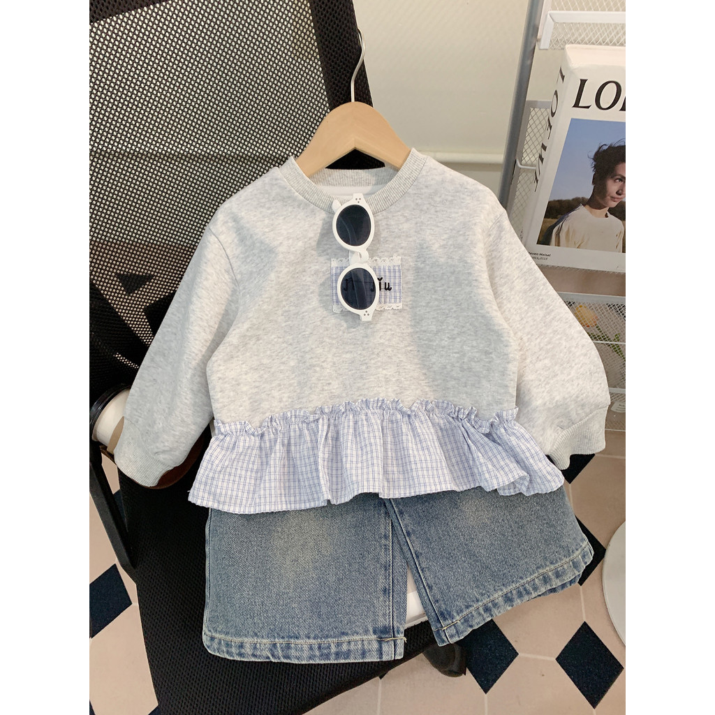 Meninas terno roupas de primavera 2026 novo estilo moda moletom infantil bebê Jeans primavera outono roupas da moda tern