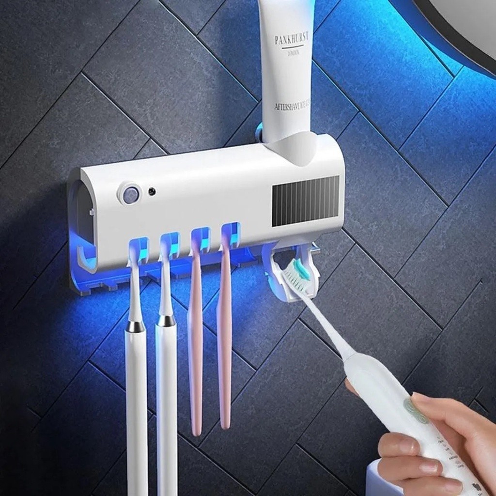 Aplicador Pasta de Dente Dispenser Porta Escovas Com E Sem Esterilizador UV