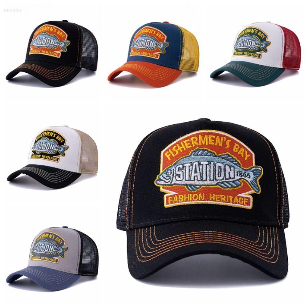 Boné De Pesca ADAMES , Beisebol Respirável , Chapéu De Caminhoneiro , Guarda-Sol Ajustável Esportivo Snapback