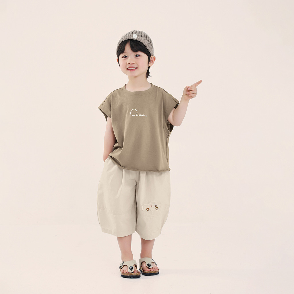 Verão novo estilo meninos camiseta de manga curta versão coreana fino sem mangas colete médio pequeno crianças Casual Al