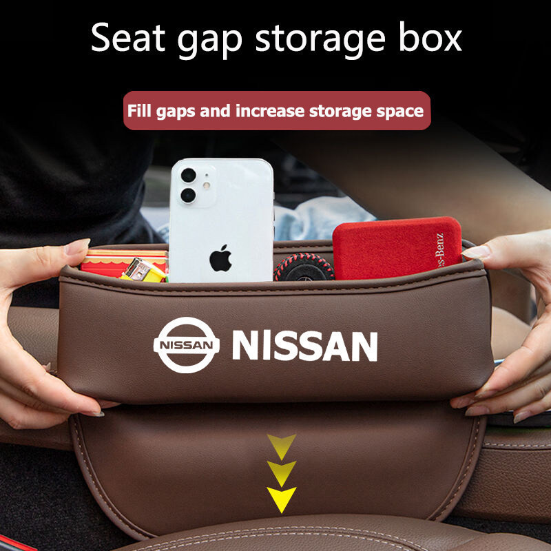 Caixa de armazenamento de couro para console central do carro, adequada para Nissan Qashqai, Almera, Note, Kicks, Sylphy
