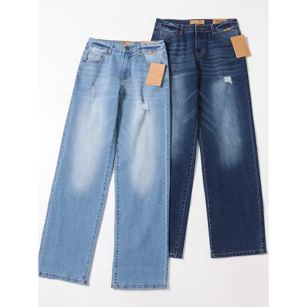 Único Americano!49 dólares!Calça Jeans reta rasgada estreita americana feminina elástica macia e confortável calça Casua