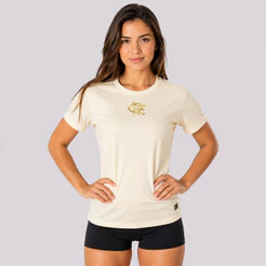 Camisa Baby Look Flamengo Dry Feminina Off White