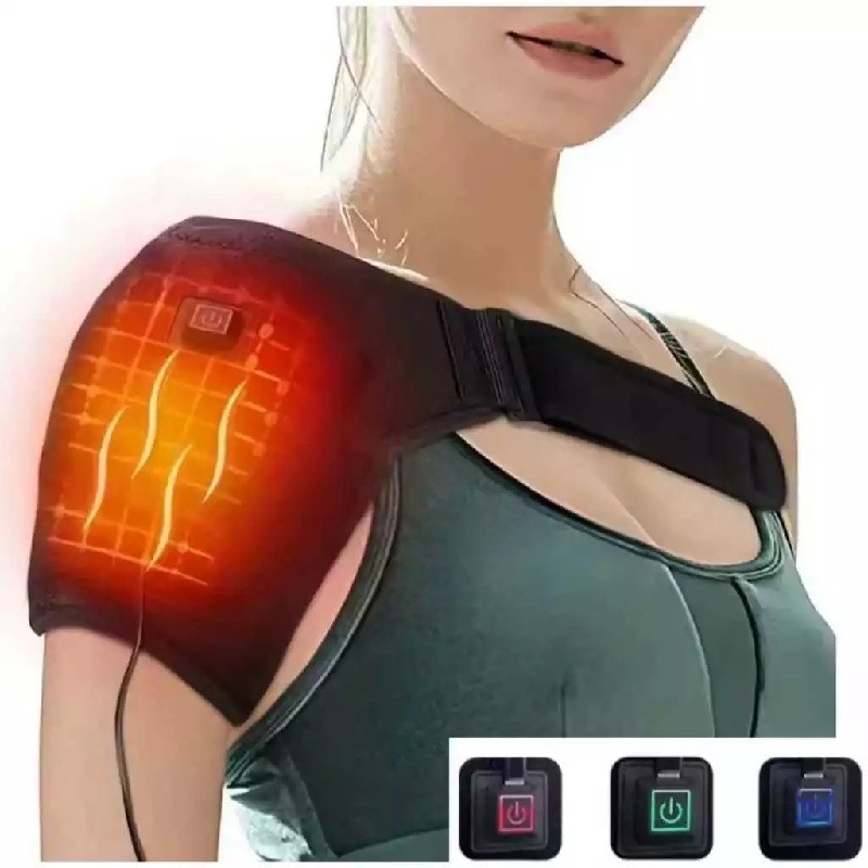 Almofadas de ombro elétricas USB em neoprene, almofada de massagem com aquecimento de 3 níveis, suporte para os ombros