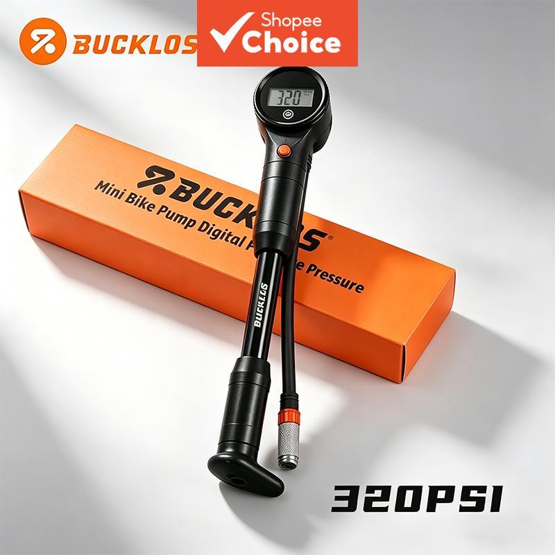 BUCKLOS Bomba de Ar de Bicicleta Portátil 320 PSI com Manômetro, Inflador Mini para MTB e Estrada, Bomba Multiuso