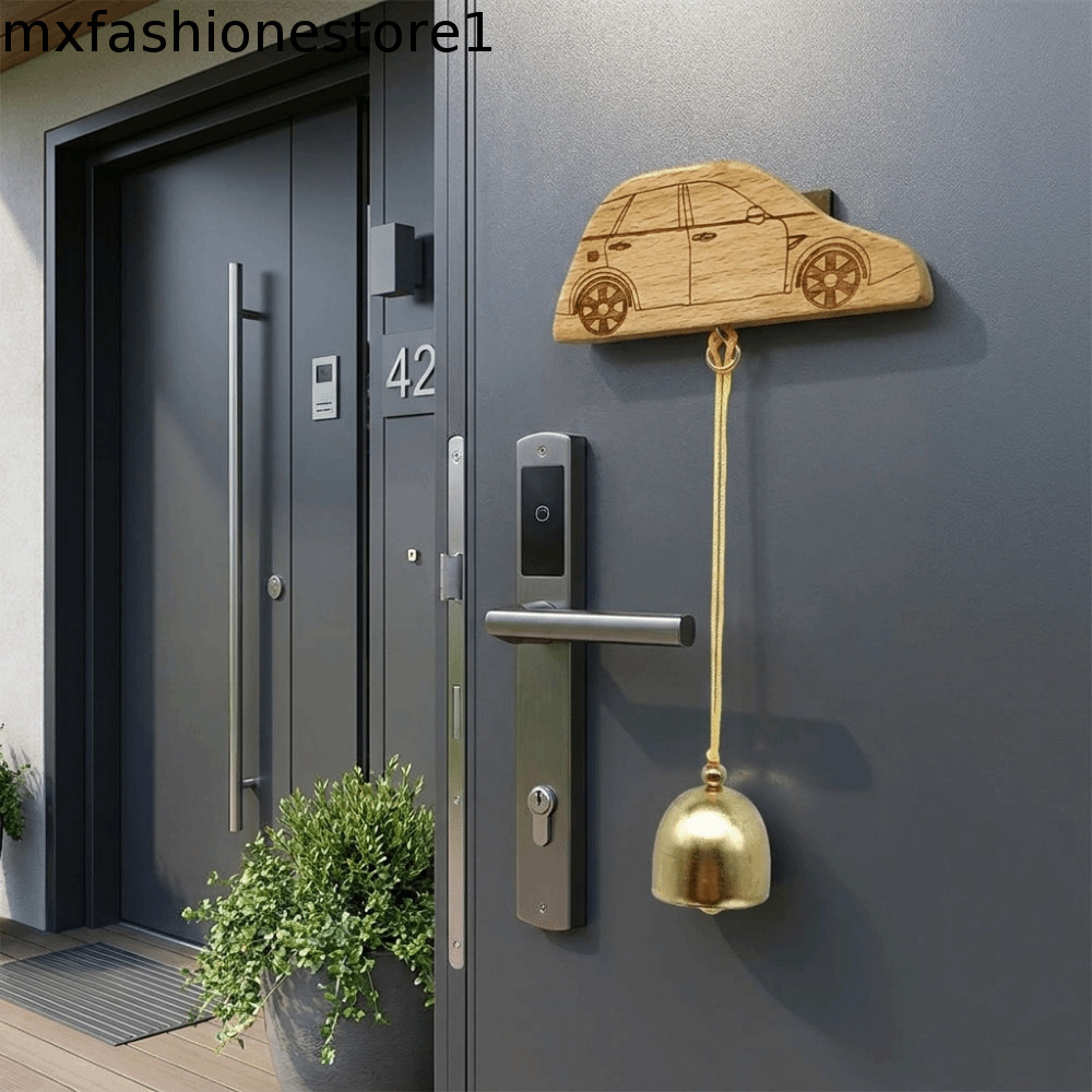 MXFASHIONE Montagem Campainha Suspensa De Cobre , Corpo De Sino Base Natural Alerta De Entrada Decoração De Carrilhão